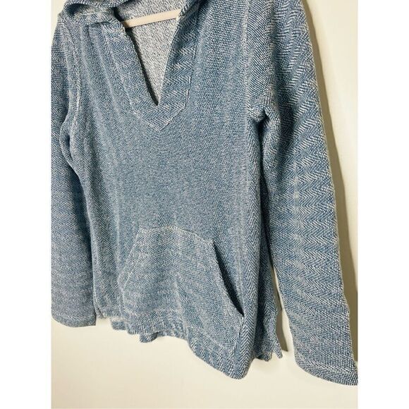 Faherty Whitewater French Terry Blue White Pullover Hoodie - Picture 5 of 9